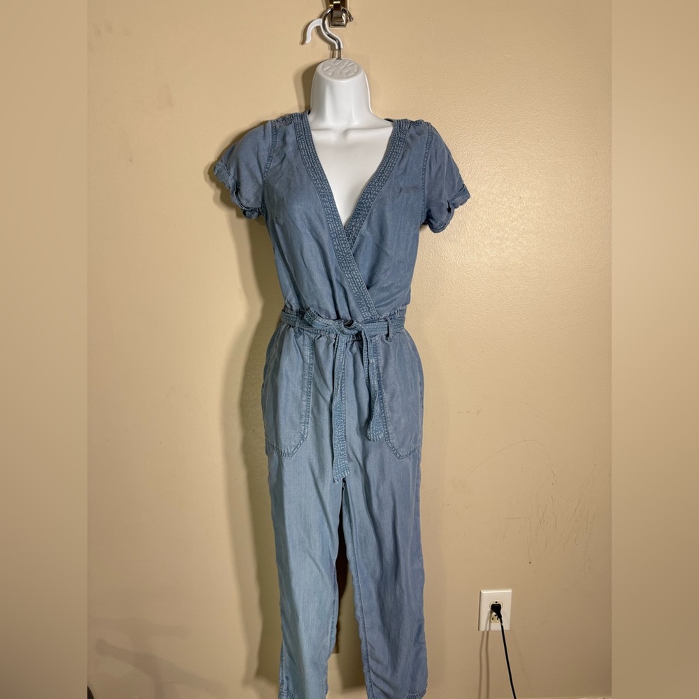 Abercrombie & Fitch Light Blue Chambray Jumpsuit